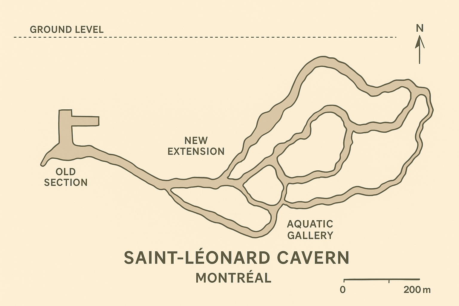 THE CAVERN 1 MAP OF THE ST-LEONARD CAVERN IN MONTREAL