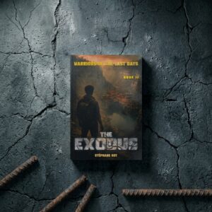 THE EXODUS 2 Book cover for The Exodus, featuring a lone survivor looking into a post-apocalyptic canyon at sunset.