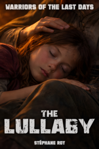 Book cover for 'The Lullaby' by Stéphane Roy, featuring a sleeping child with an adult hand gently placed on her head.