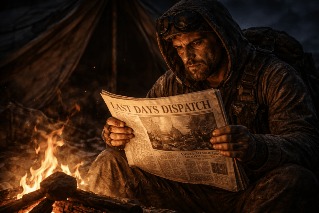 SCAVENGER reading the Last Days Dispatch