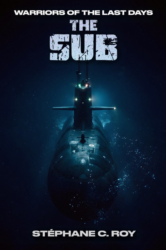 Book cover for The Sub, featuring a dark, moody illustration of a submarine surfacing in deep water with the title and author name displayed.